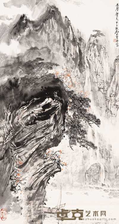 卢星堂 1984年作 赤壁摩天 立轴 82×43.5cm